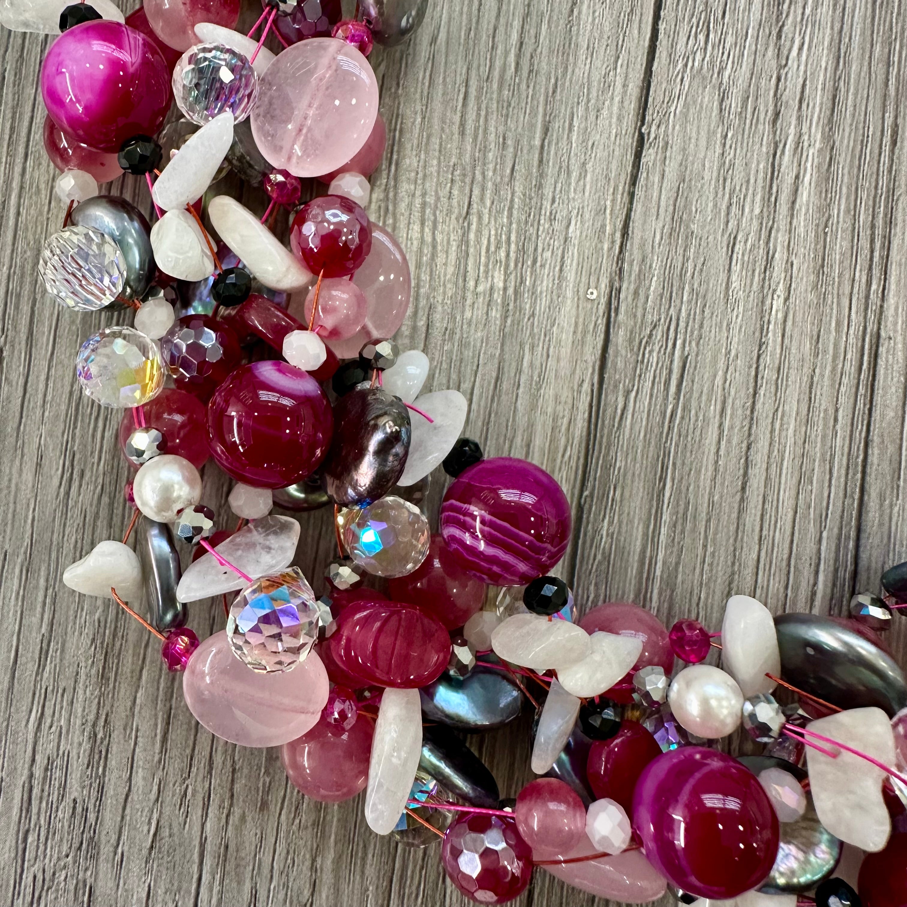 Collana Intrecciata Fuxia