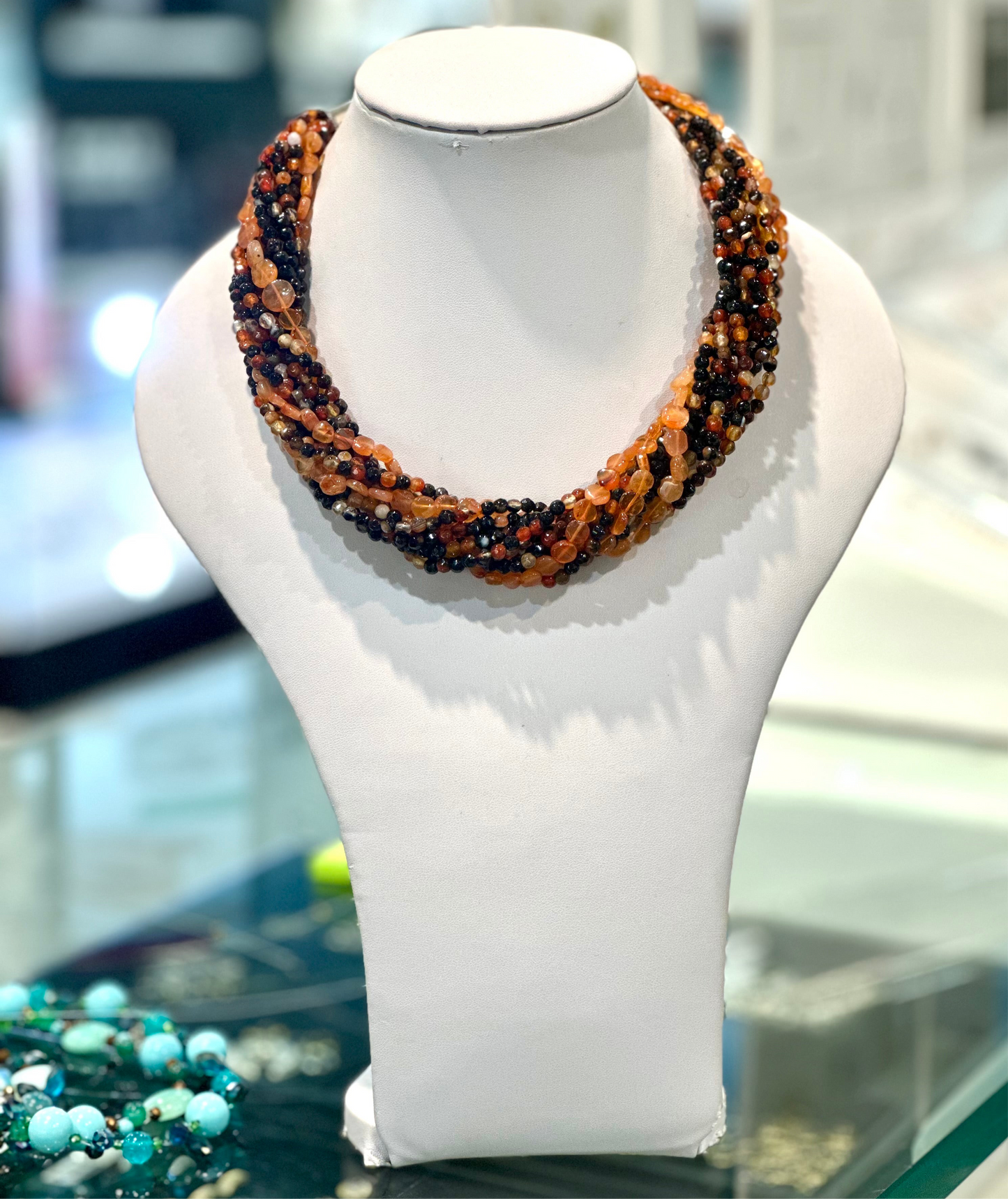 Collana Torchon con Corniola e Agata Brasiliana – Gioiello Artigianale in Pietre Naturali