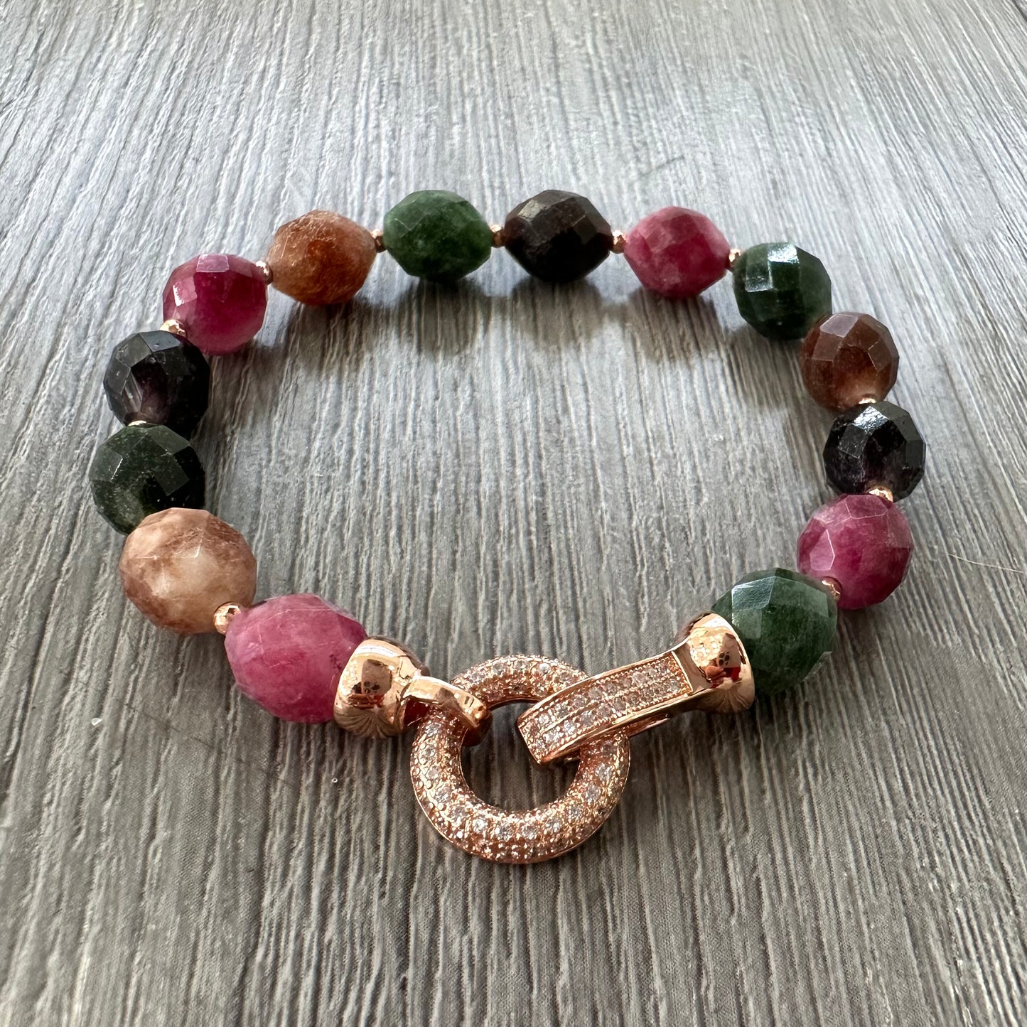 Bracciale In Argento Tormalina Multicolore ed Ematite