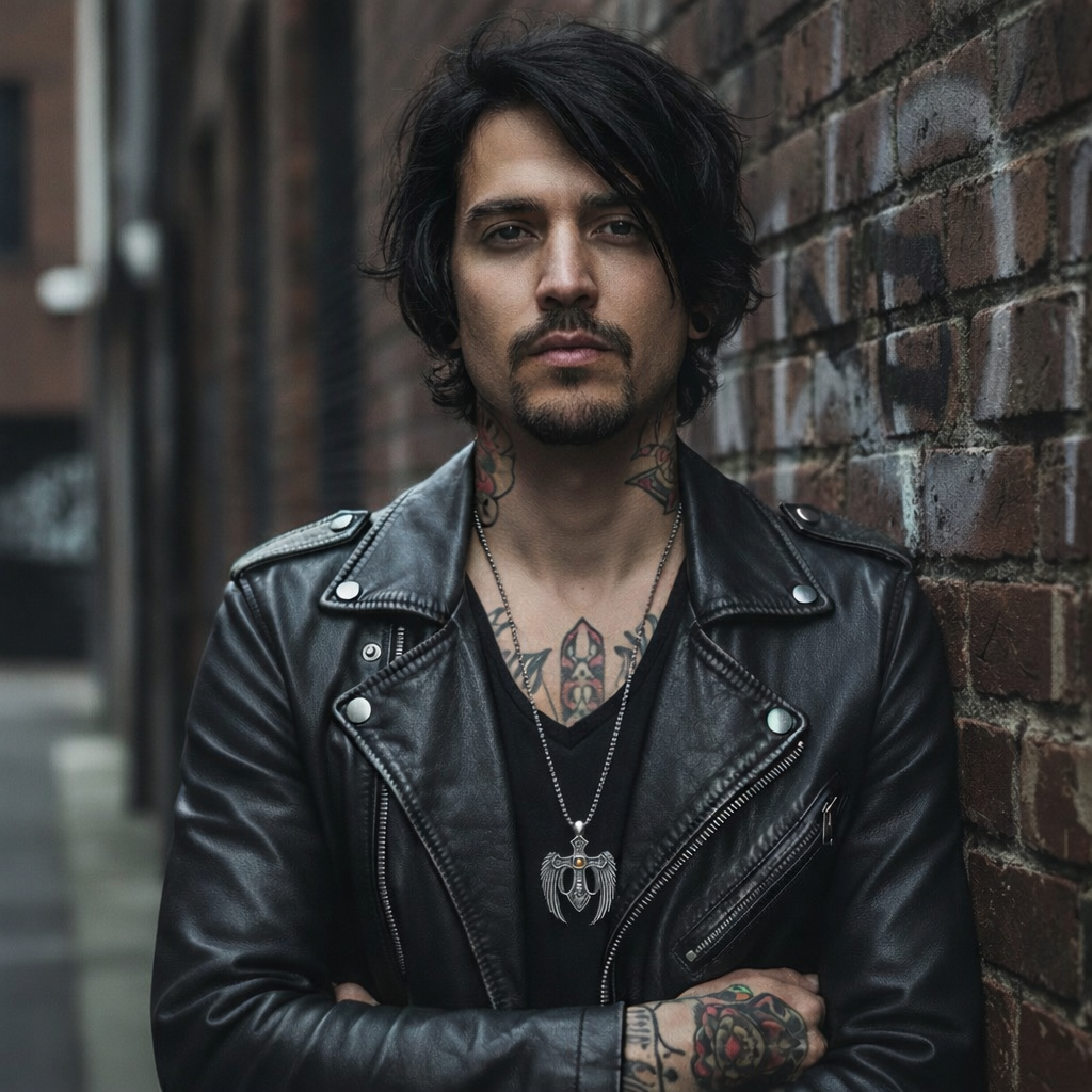 Collana in Acciaio con Croce Alata in stile gotico