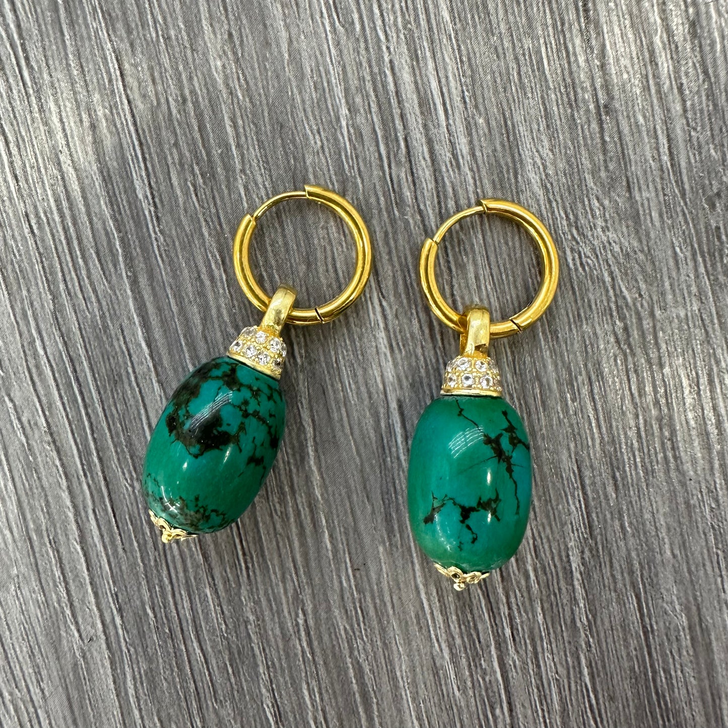 Collana lunga verde con Aulite e Perle
