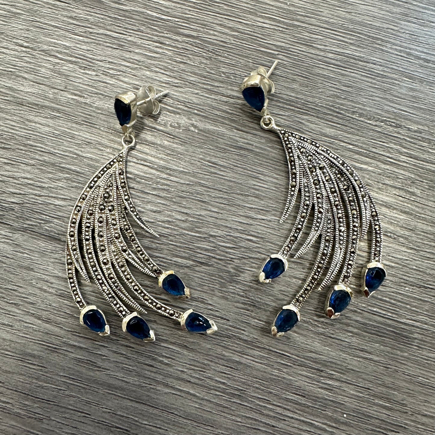 Orecchini Piuma Retro’ in Argento e Marcassite