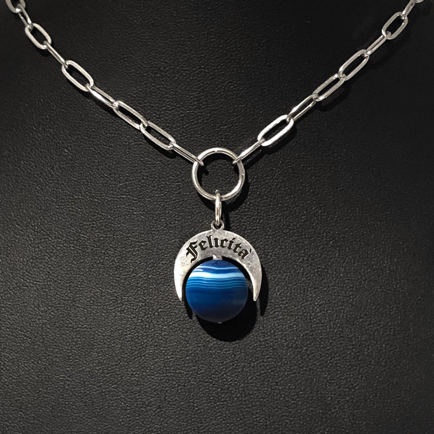 Choker Naja Talismano “Felicità” Agata Blu