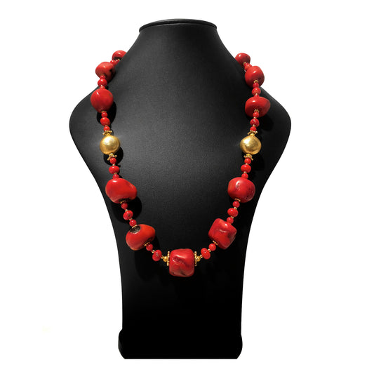 Collana Donna di Corallo Bambù e Argento