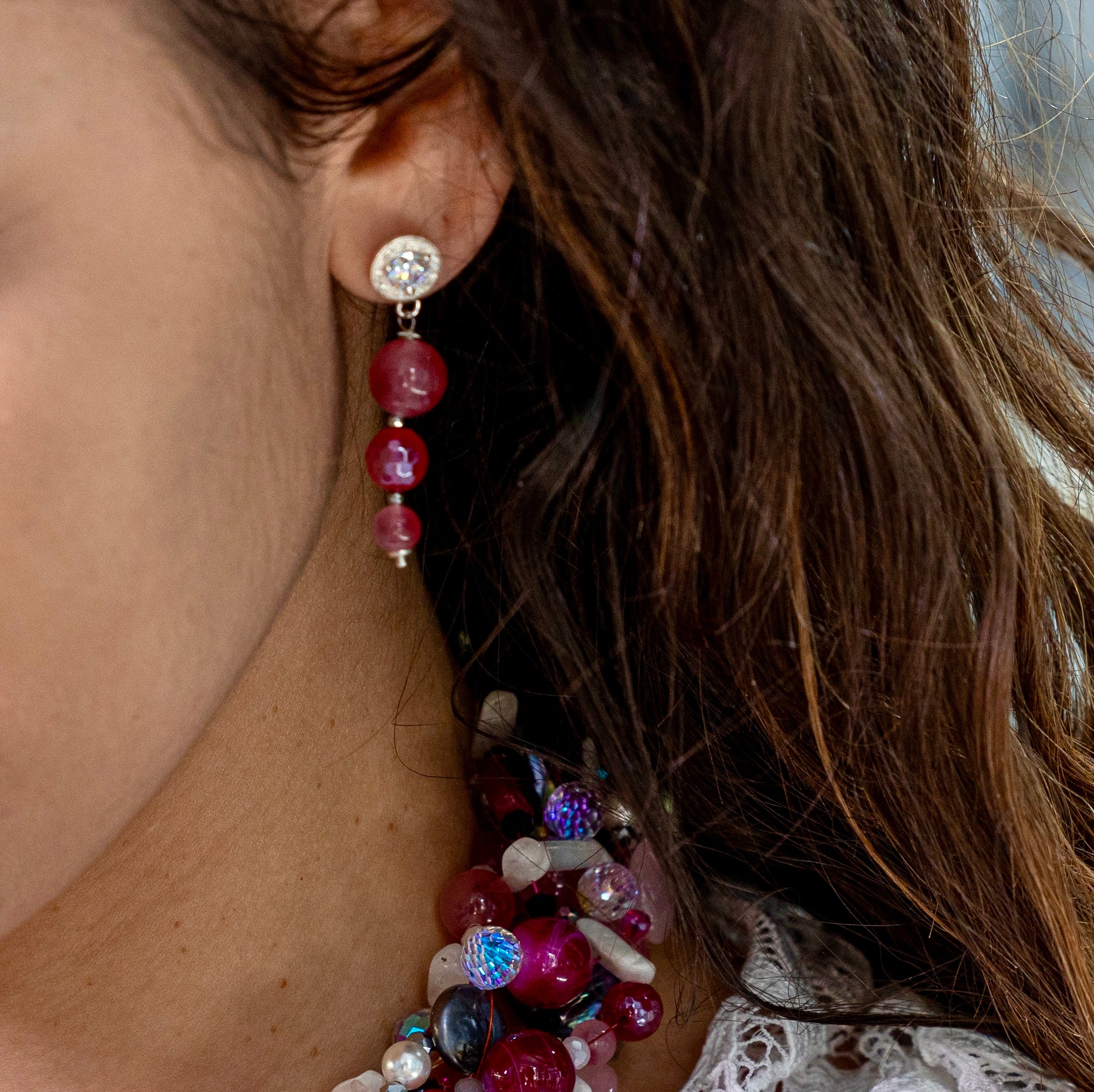 Collana Intrecciata Fuxia