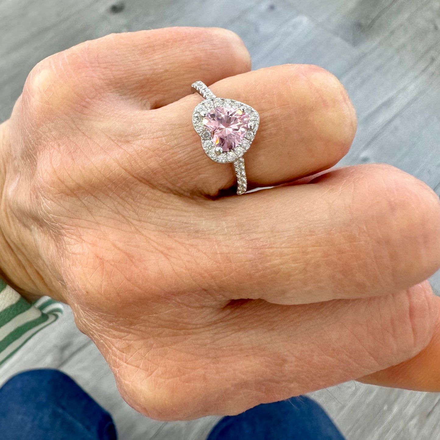 Anello Argento 925 con Cuore Rosa