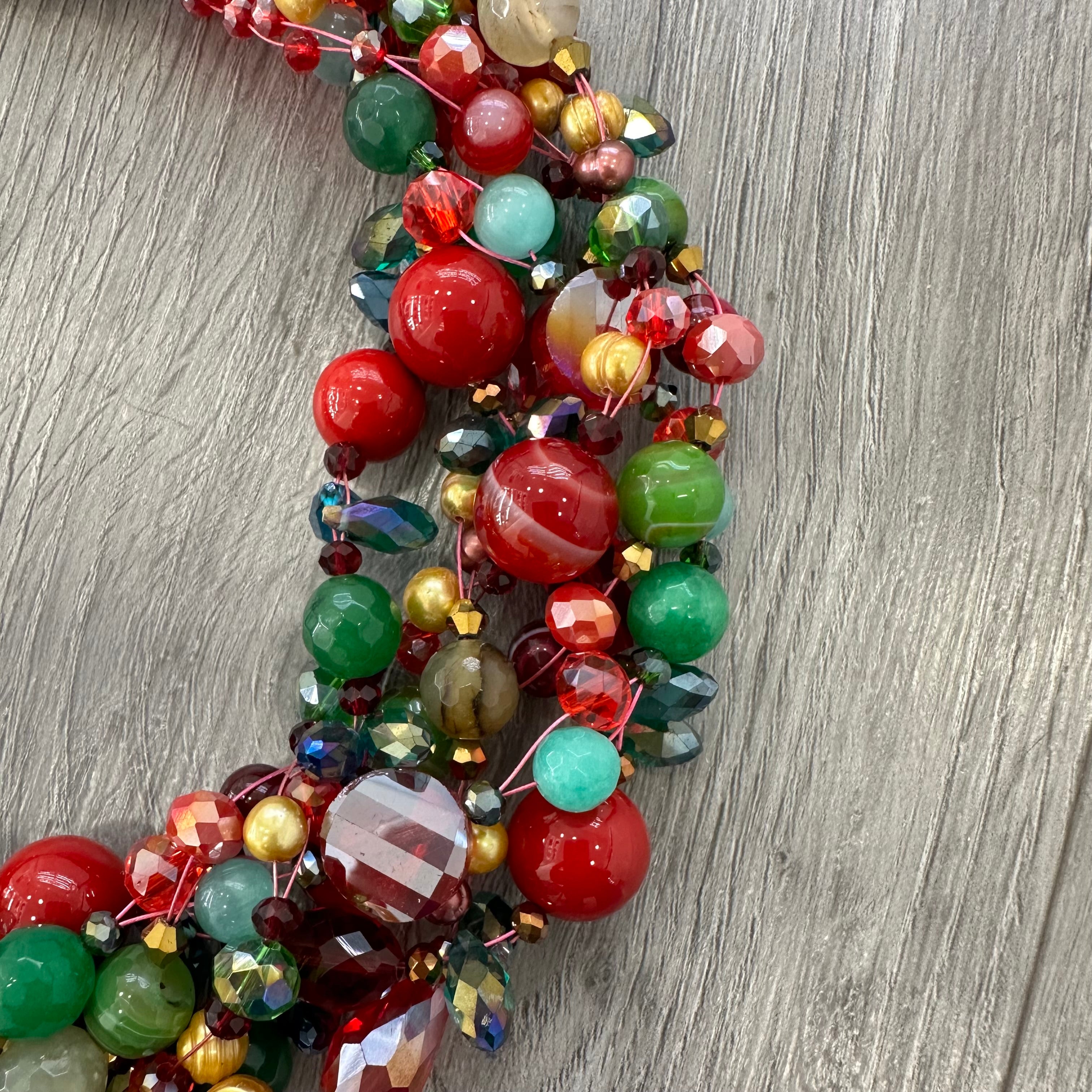 Collana Intrecciata Rossa e Verde