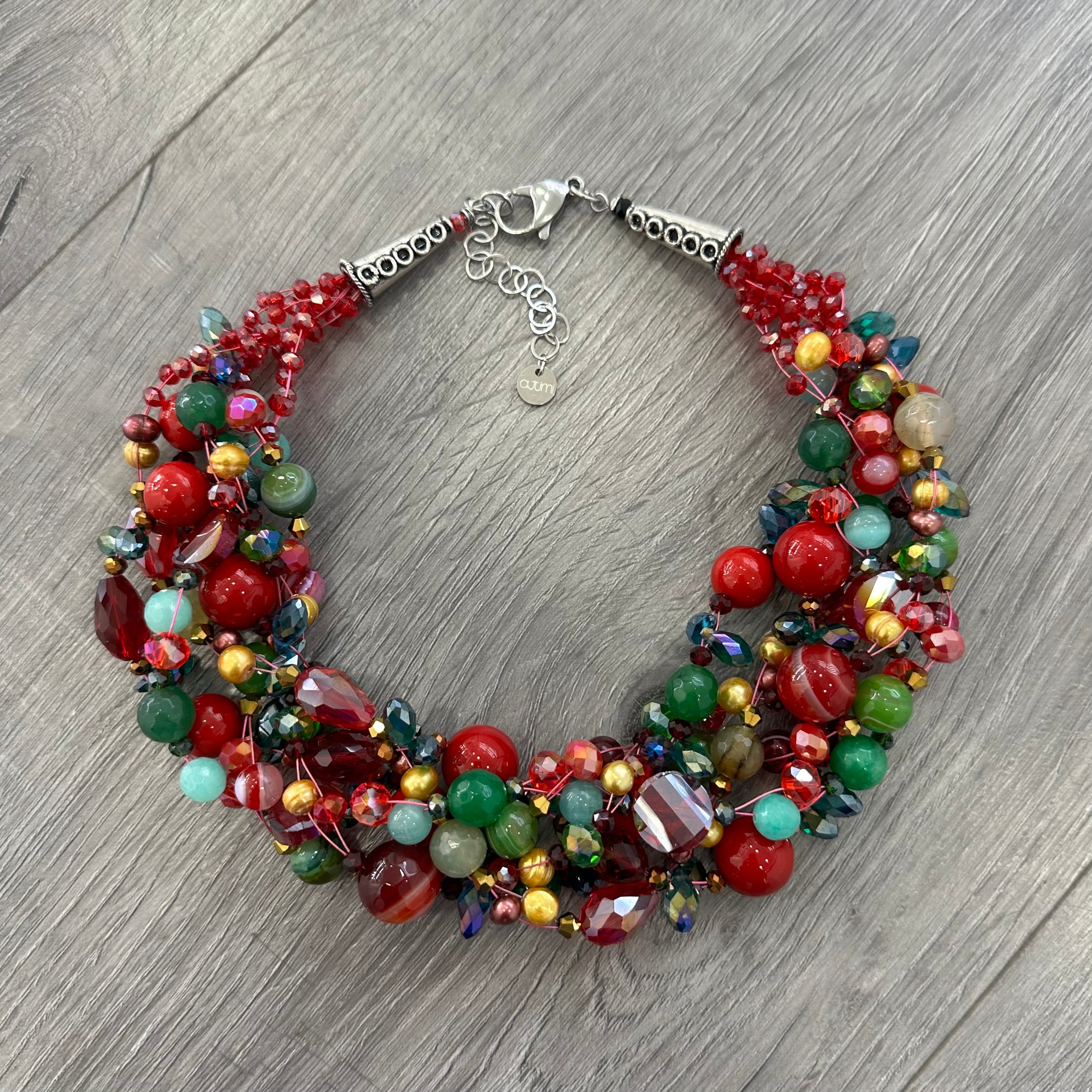 Collana Intrecciata Rossa e Verde