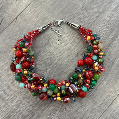 Collana Intrecciata Rossa e Verde