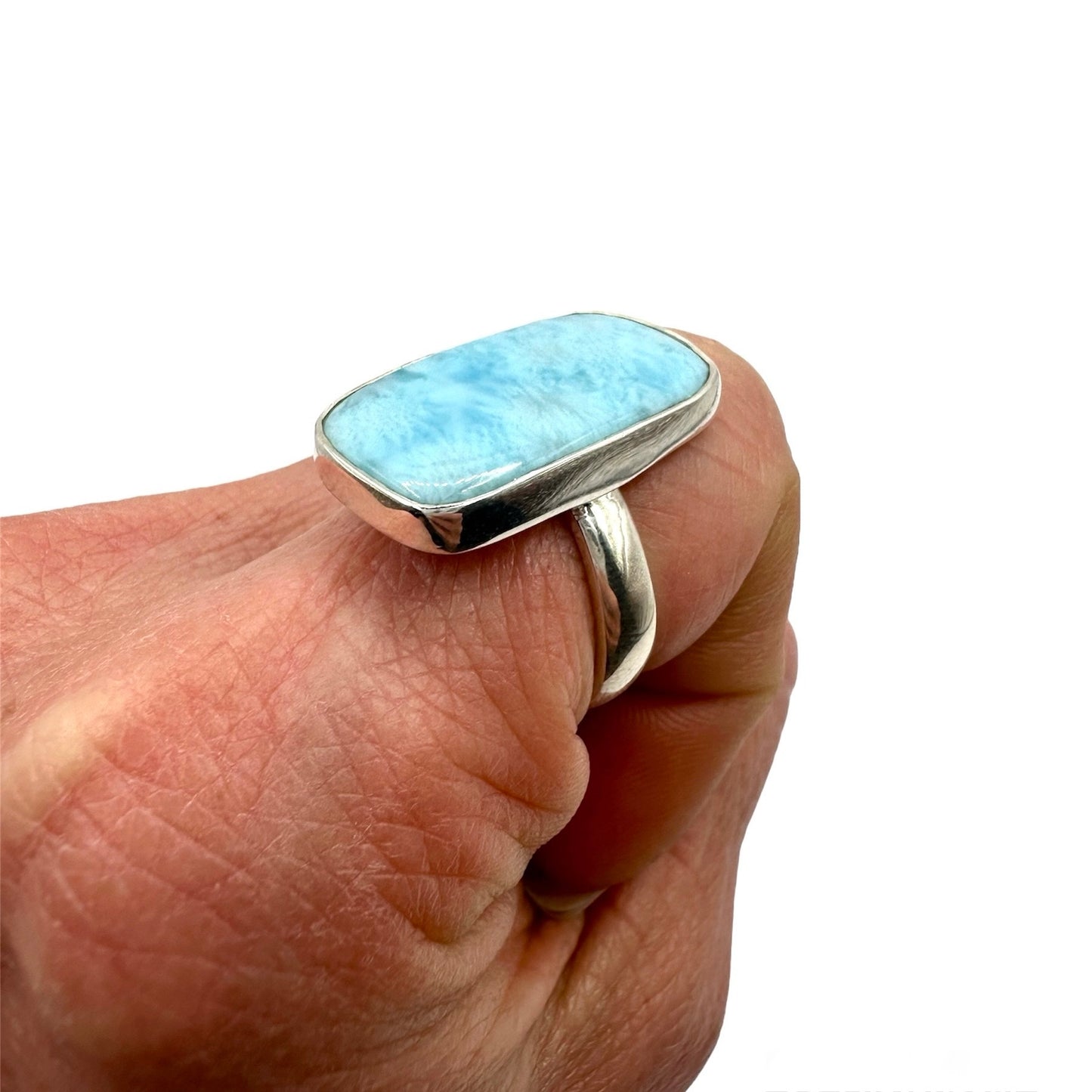 Anello Verticale Pietra Larimar