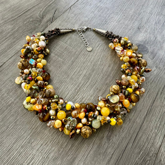 Collana Intrecciata Perle Dorate