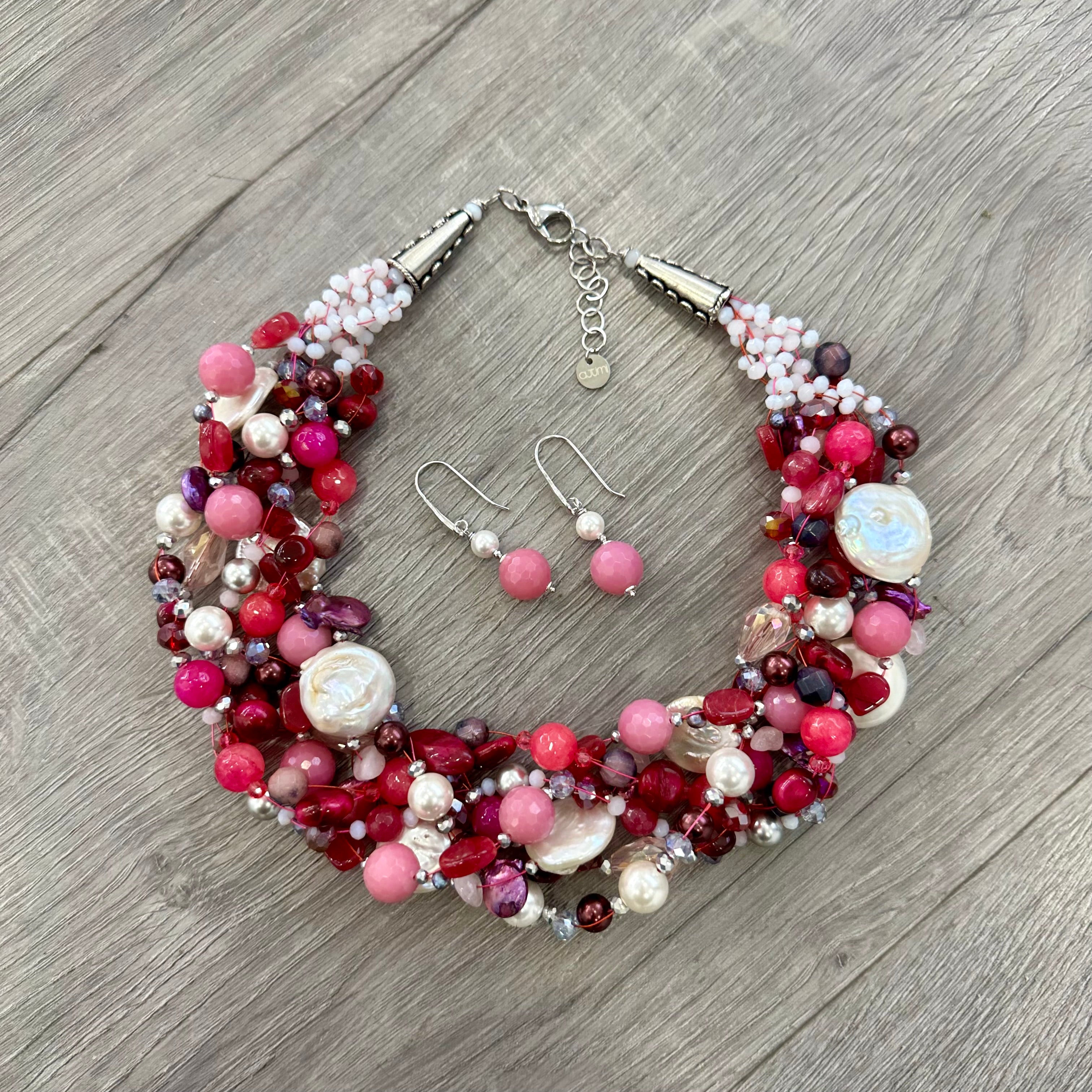 Collana Intrecciata Fuxia