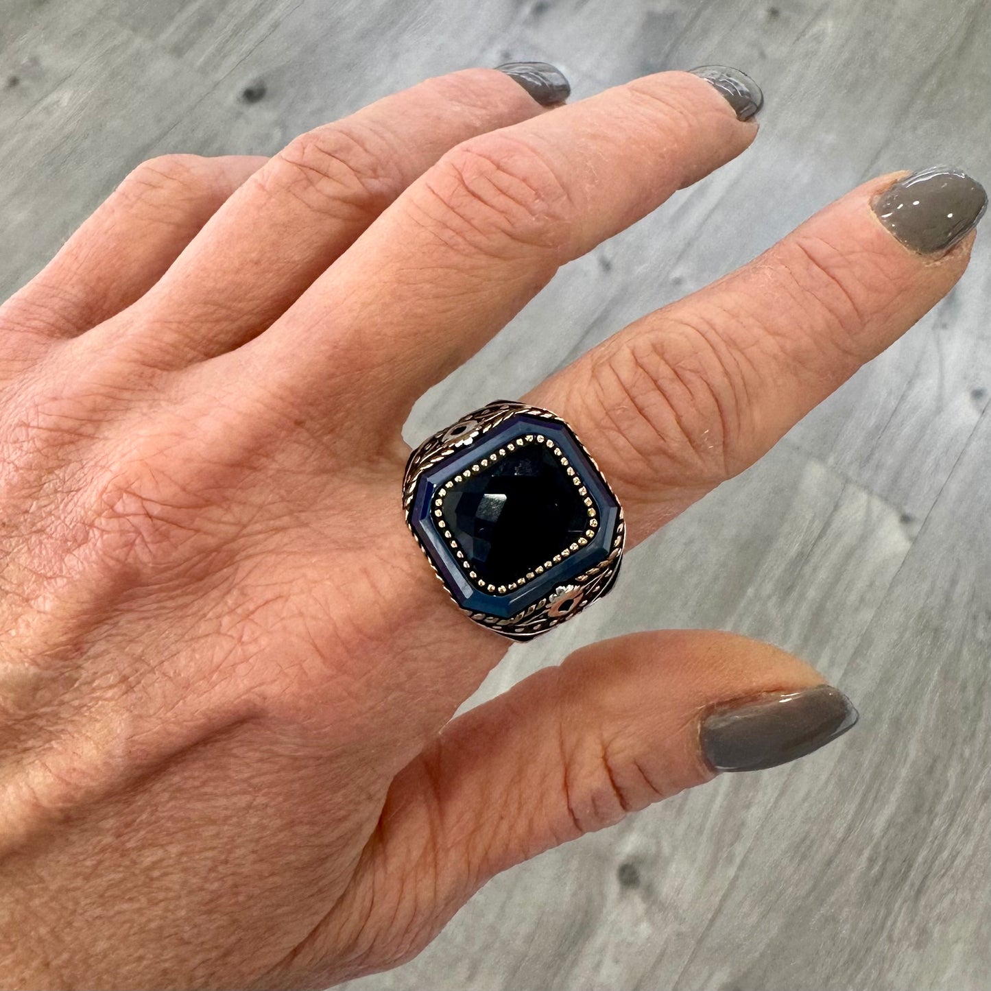 Anello Turco con Zircone Blu