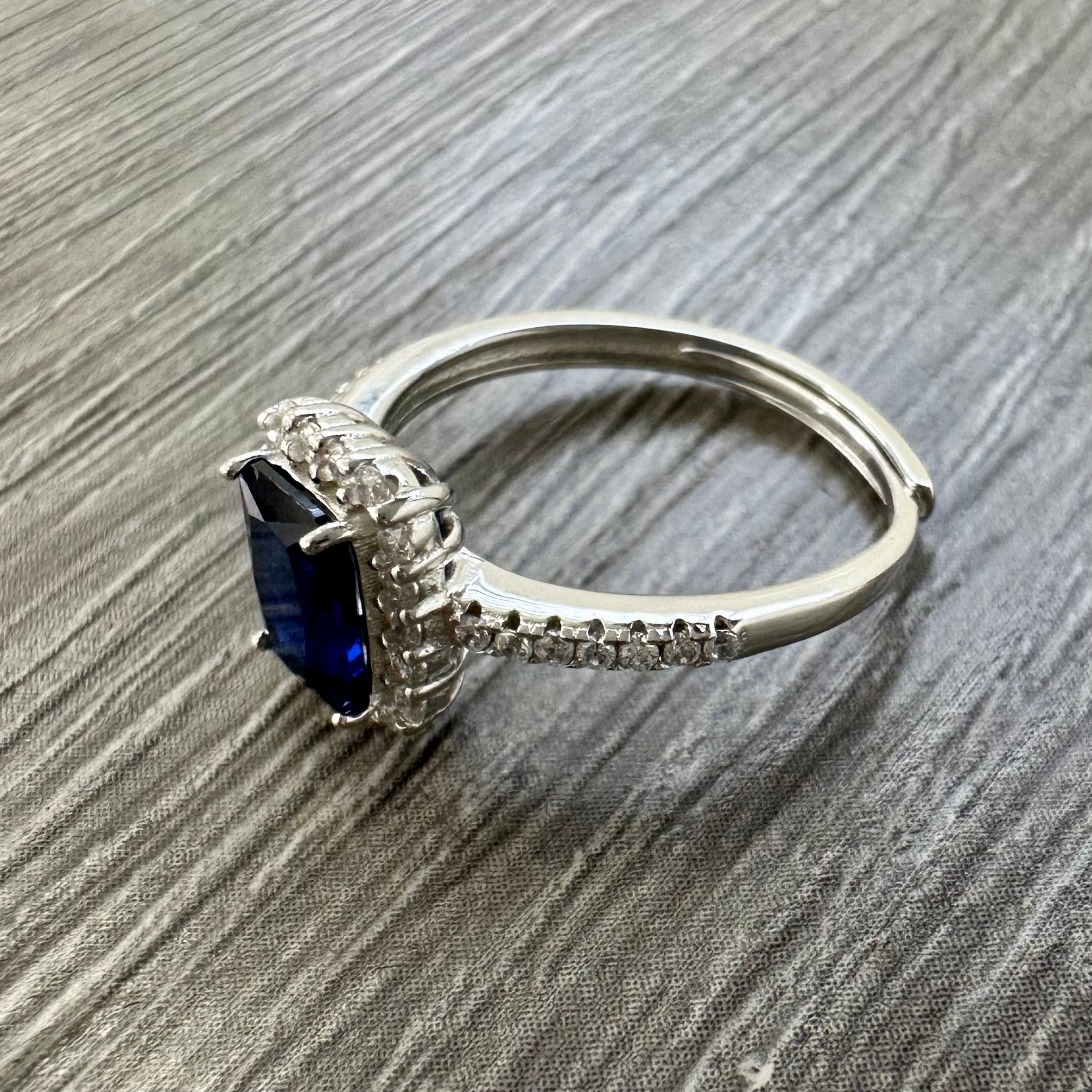 Anello Argento Rettangolare Blu