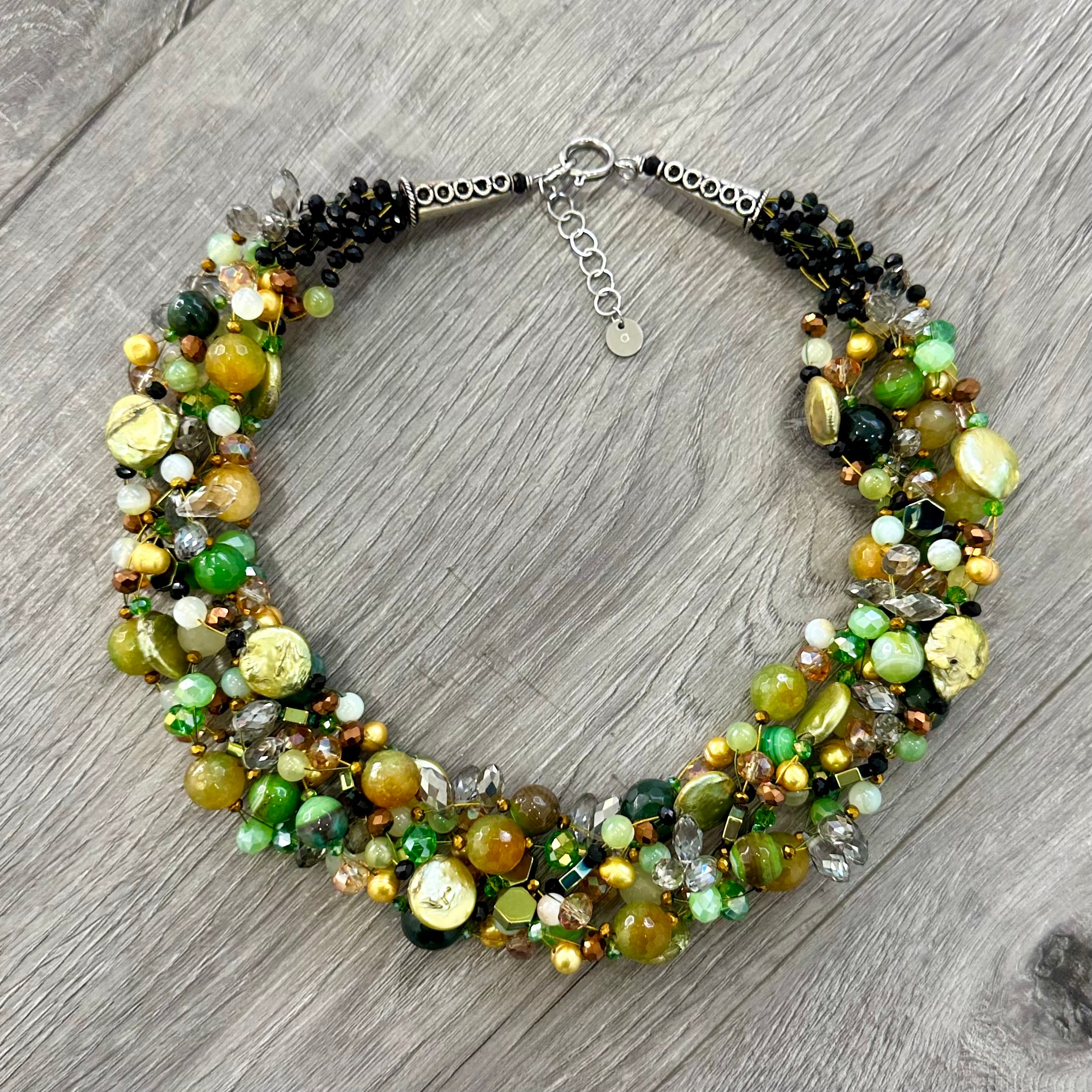 Collana Intrecciata Verde Lime