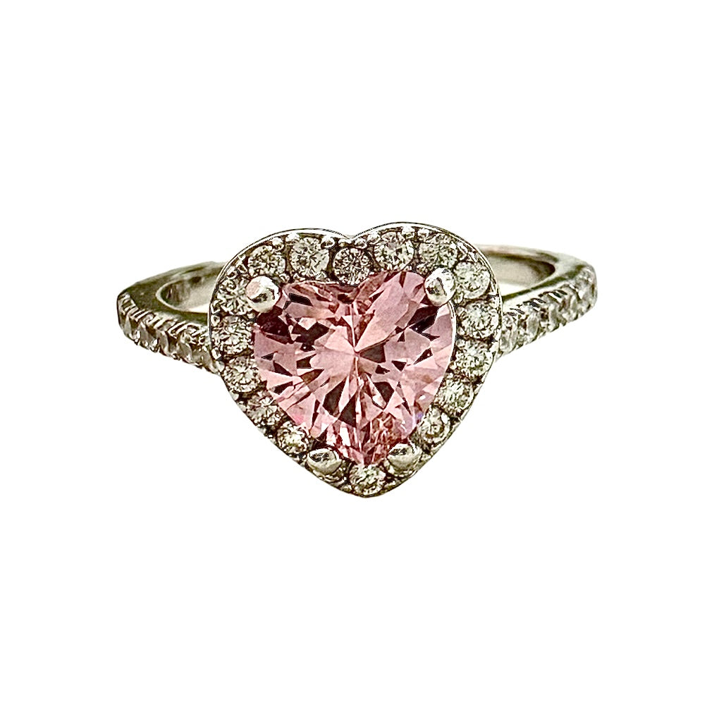 Anello Argento 925 con Cuore Rosa