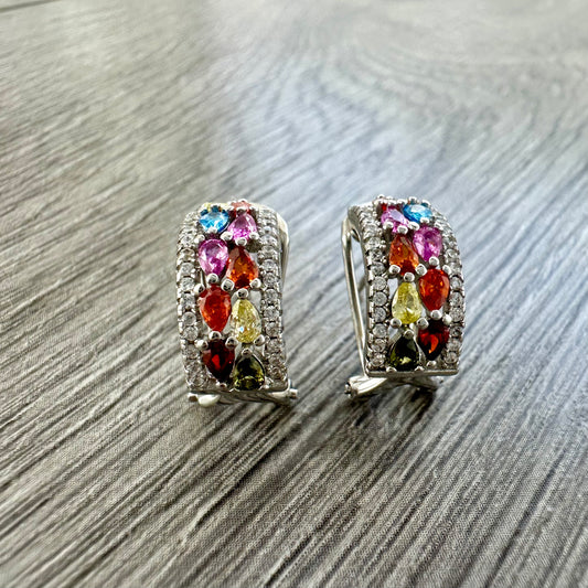 Orecchini in Argento 925 con Zirconi Multicolori