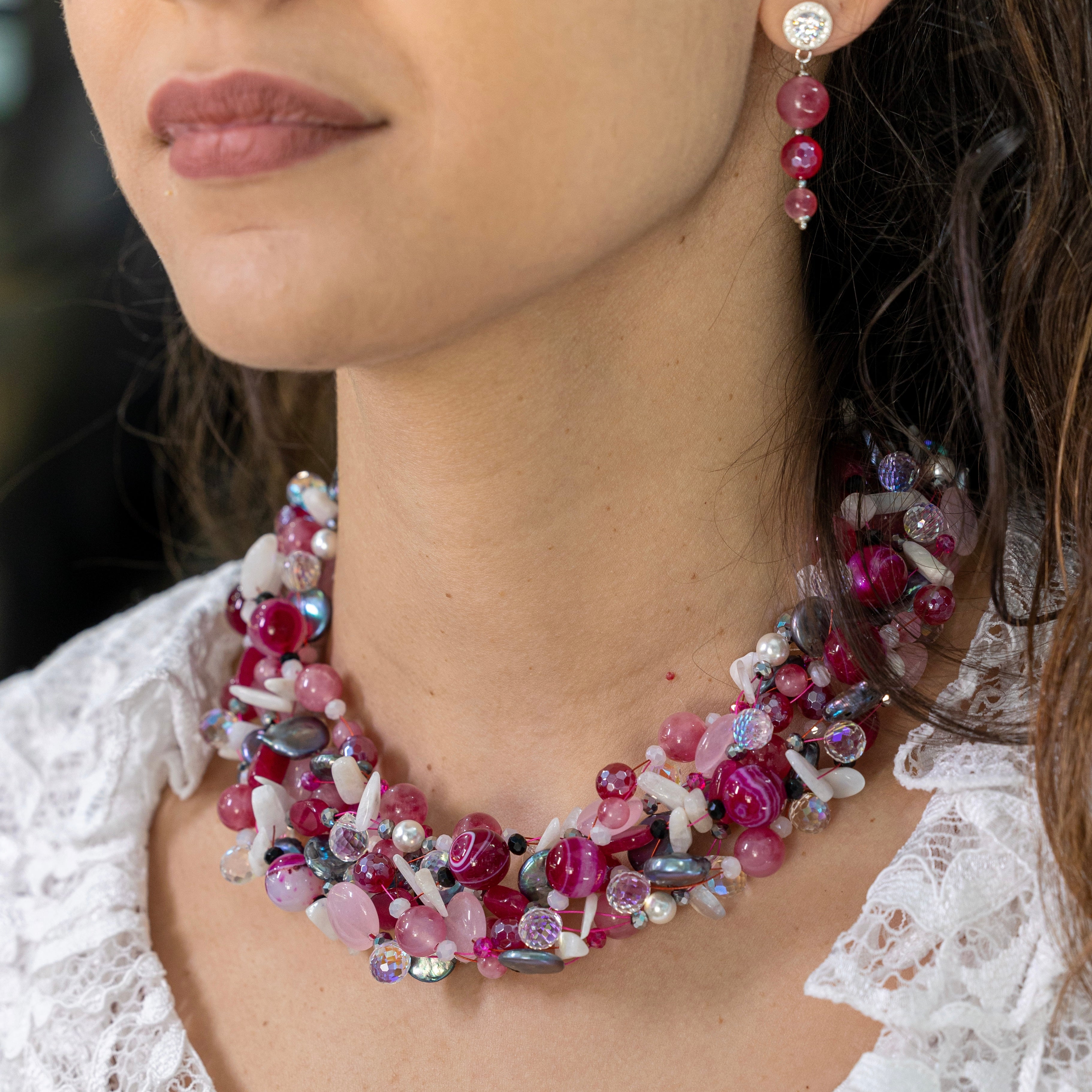Collana Intrecciata Fuxia