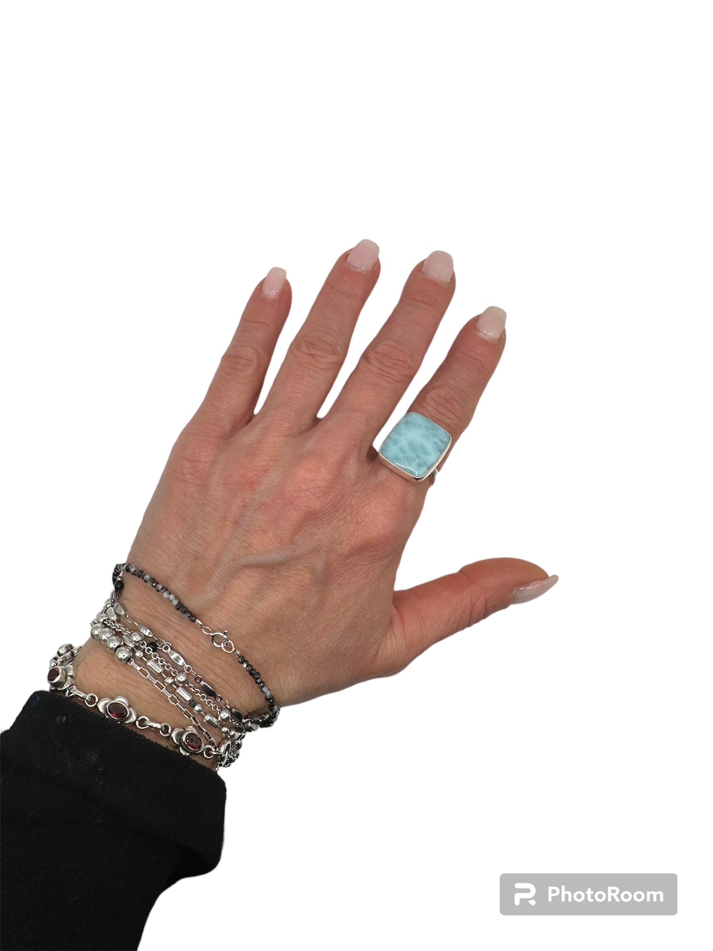 Anello Rettangolare Pietra Larimar