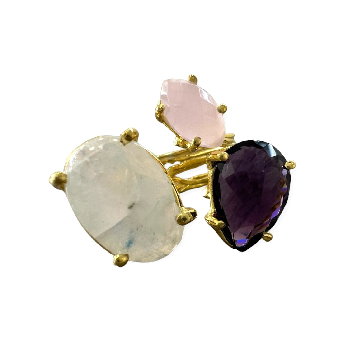 Anello Argento 925 con 3 Pietre Naturali