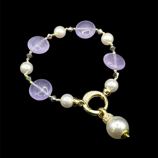 Bracciale di Giada viola e Perle