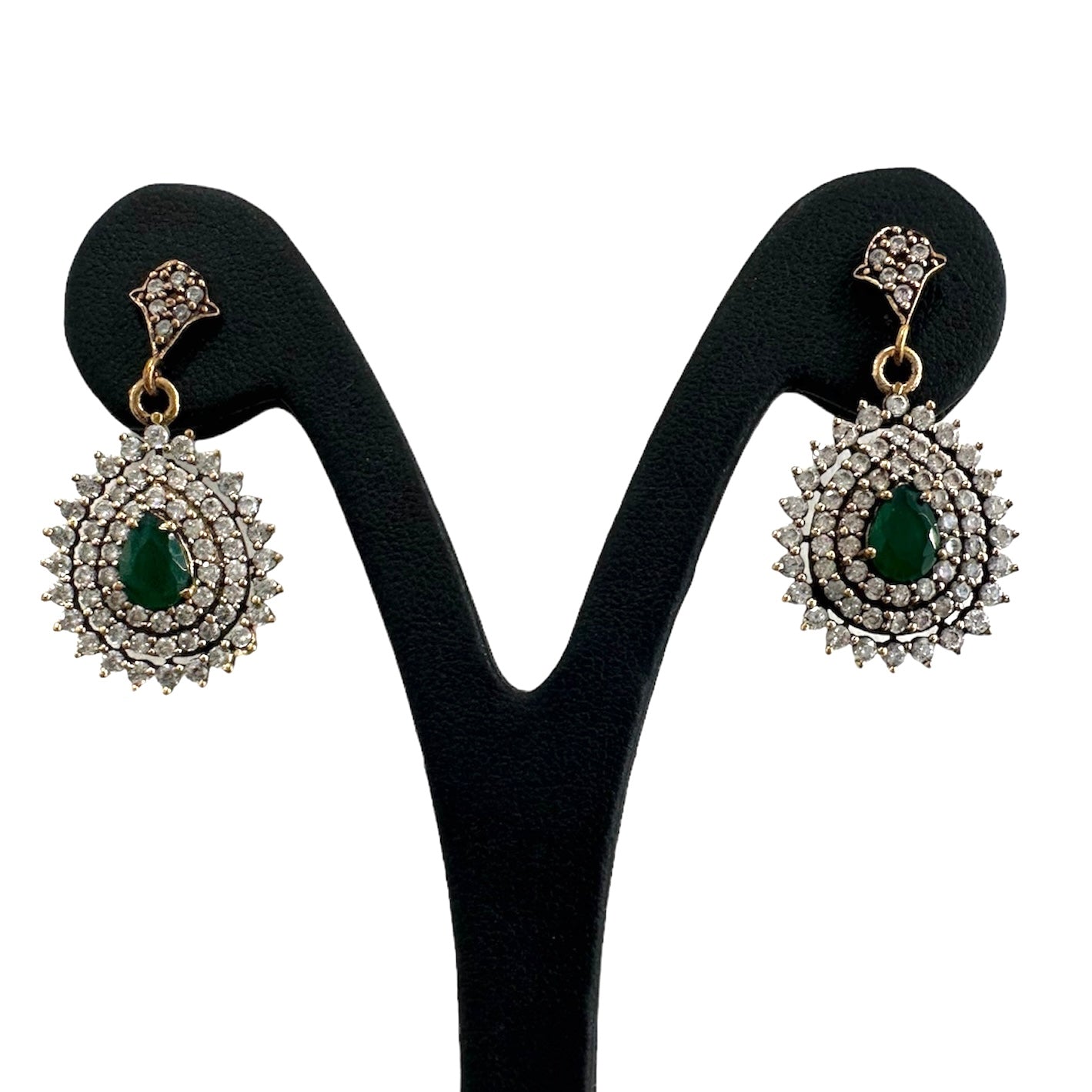 Orecchini Vintage in Argento 925 con Radice di Smeraldo
