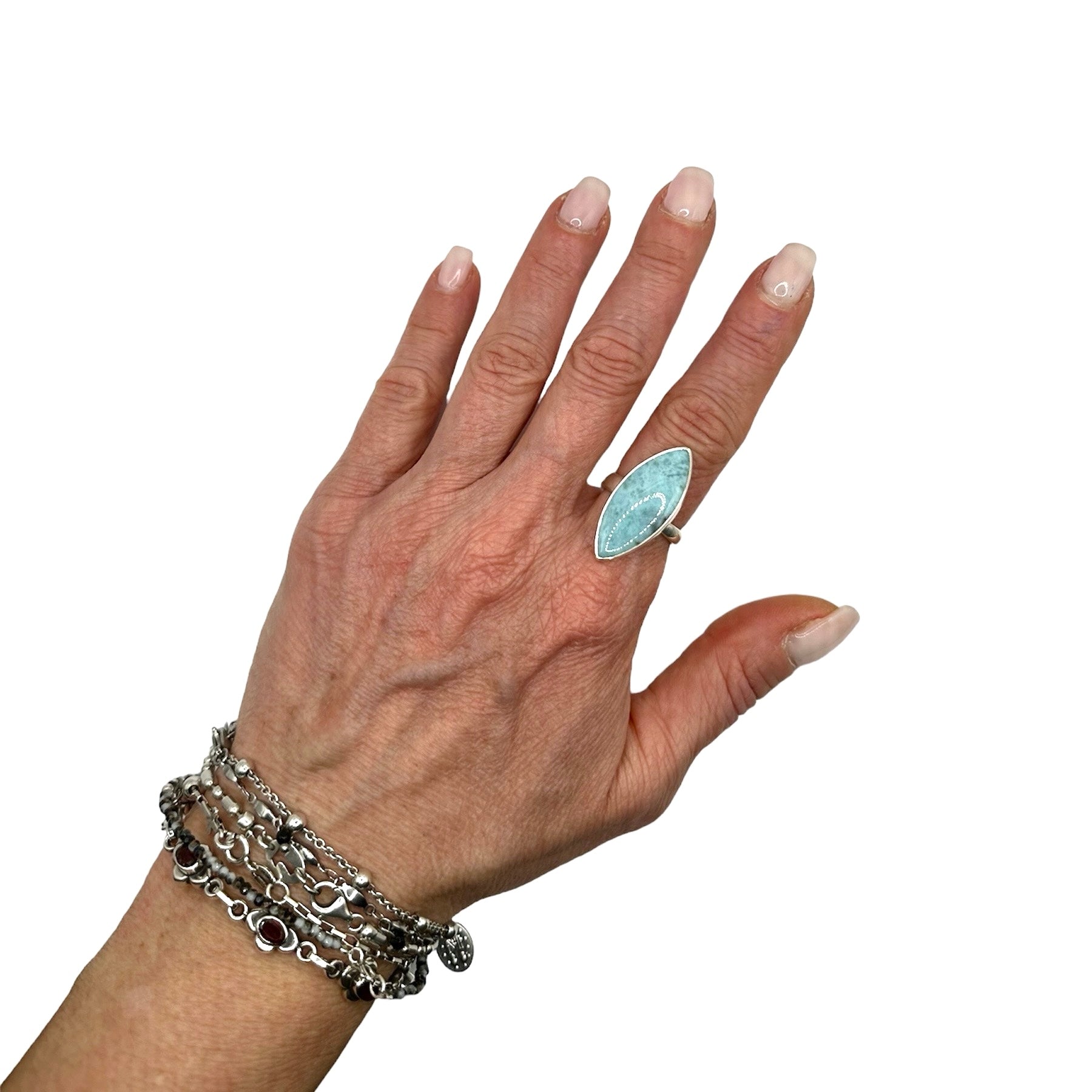 Anello Ellittico con Larimar