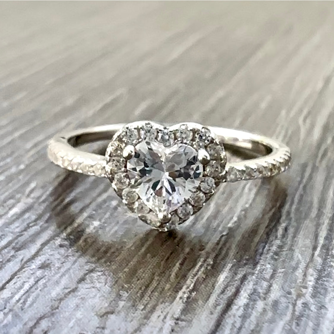Anello Argento 925 con Cuore Bianco