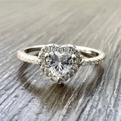 Anello Argento 925 con Cuore Bianco