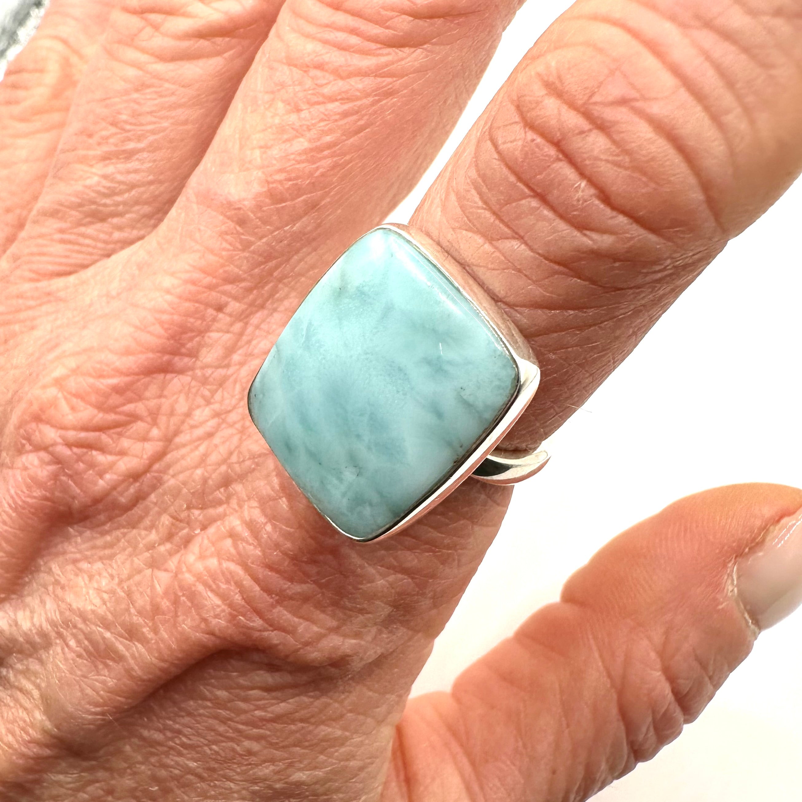 Anello Rettangolare Pietra Larimar