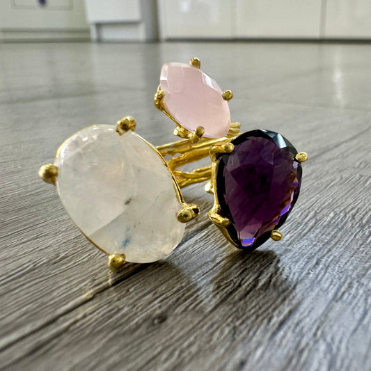 Anello Argento 925 con 3 Pietre Naturali