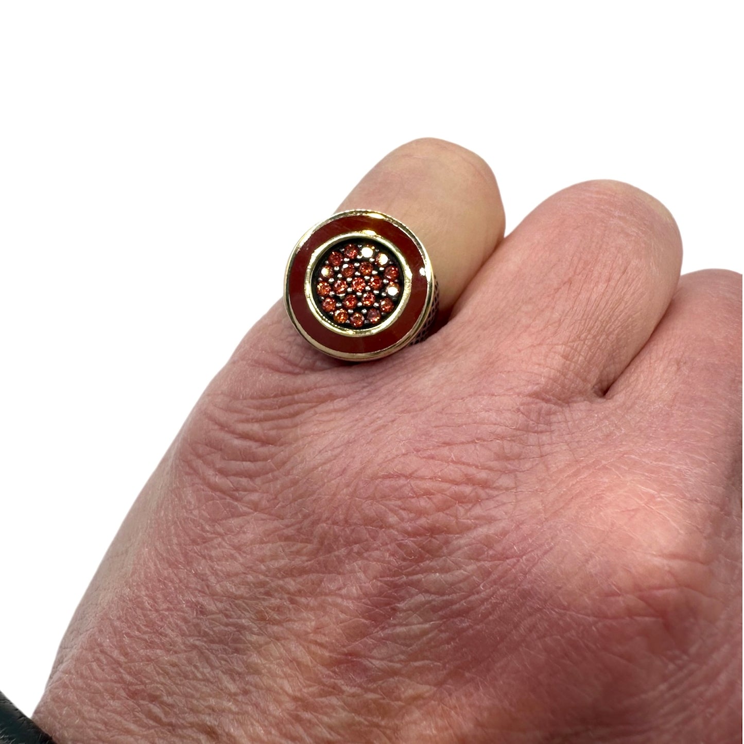 Anello chevalier argento 925 e corniola testa tonda piatto