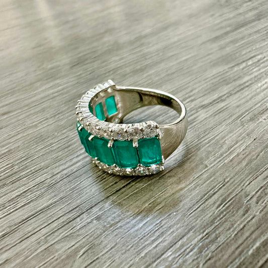 Anello Fascia in Argento 925 e Tormalina Paraiba