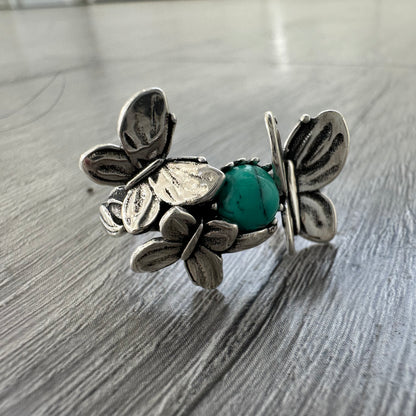 Anello con Farfalle in Argento 925 e Turchese