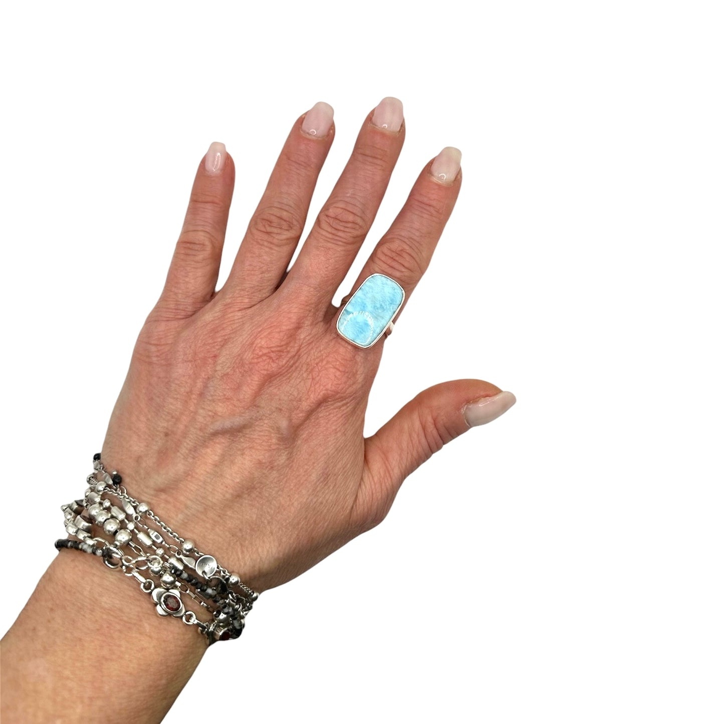 Anello Verticale Pietra Larimar