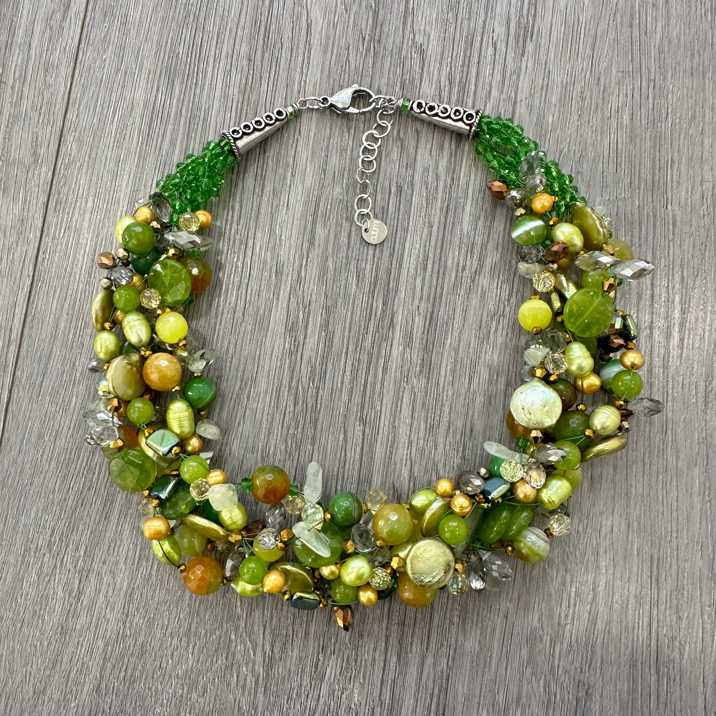 Collana Intrecciata Verde Lime