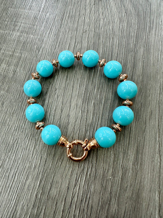 Bracciale in Argento Rosato e Pasta di Turchese