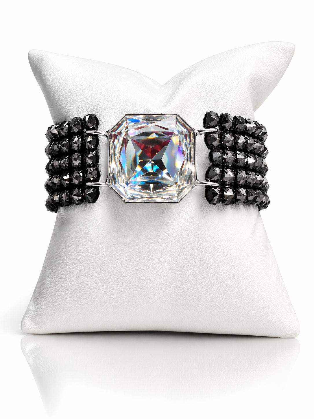 Bracciale con Pietra maxi Quadrata e Cristalli neri