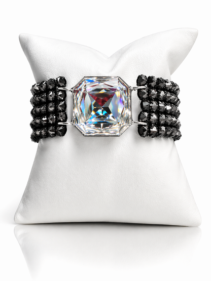 Bracciale con Pietra maxi Quadrata e Cristalli neri