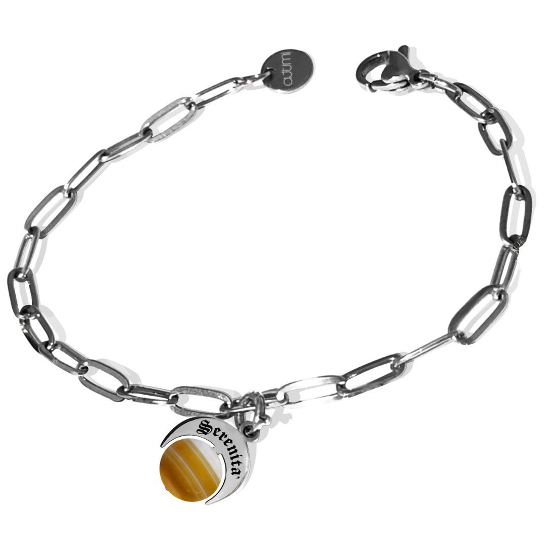 Bracciale con talismano in argento 925 pietra Agata gialla serenità Attimi Gioielli