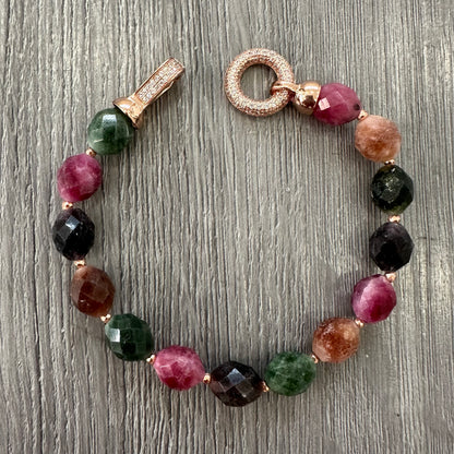 Bracciale In Argento Tormalina Multicolore ed Ematite
