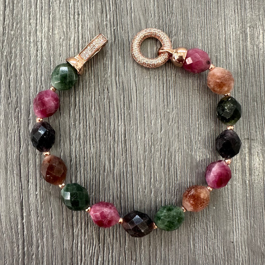 Bracciale In Argento Tormalina Multicolore ed Ematite