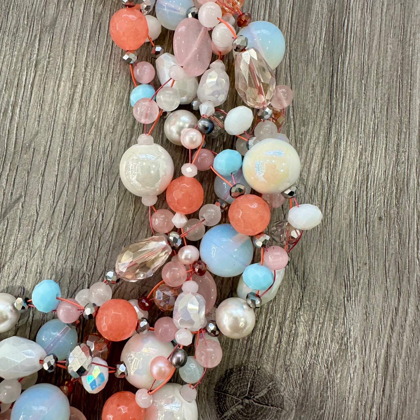 Collana Intrecciata Rosa e Celeste