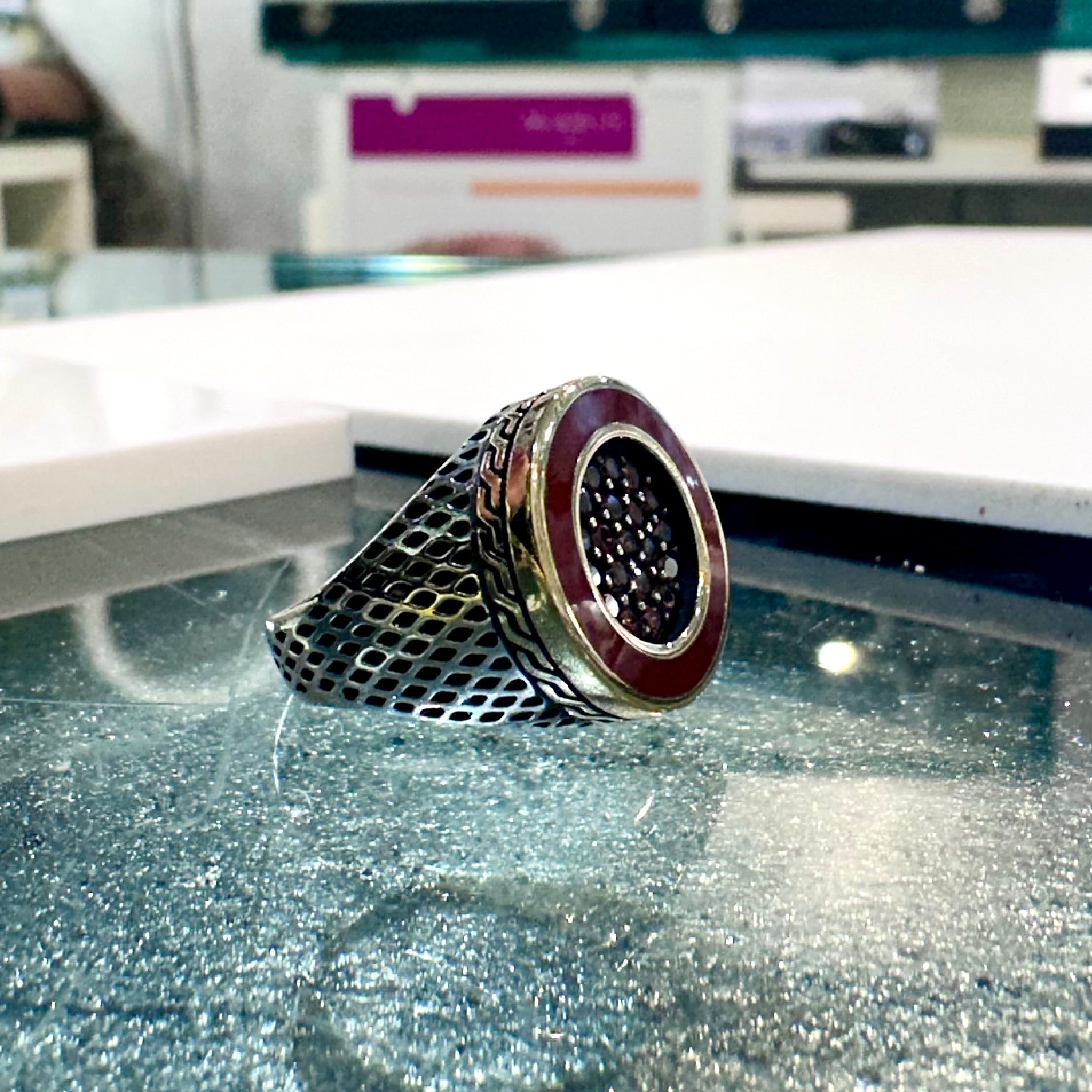 Anello in argento 925 dito mignolo tondo corniola 