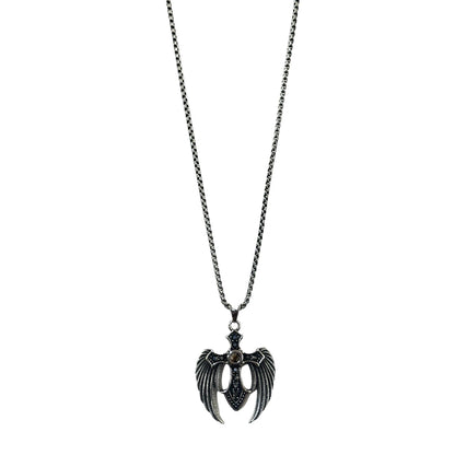 Collana in Acciaio con Croce Alata in stile gotico