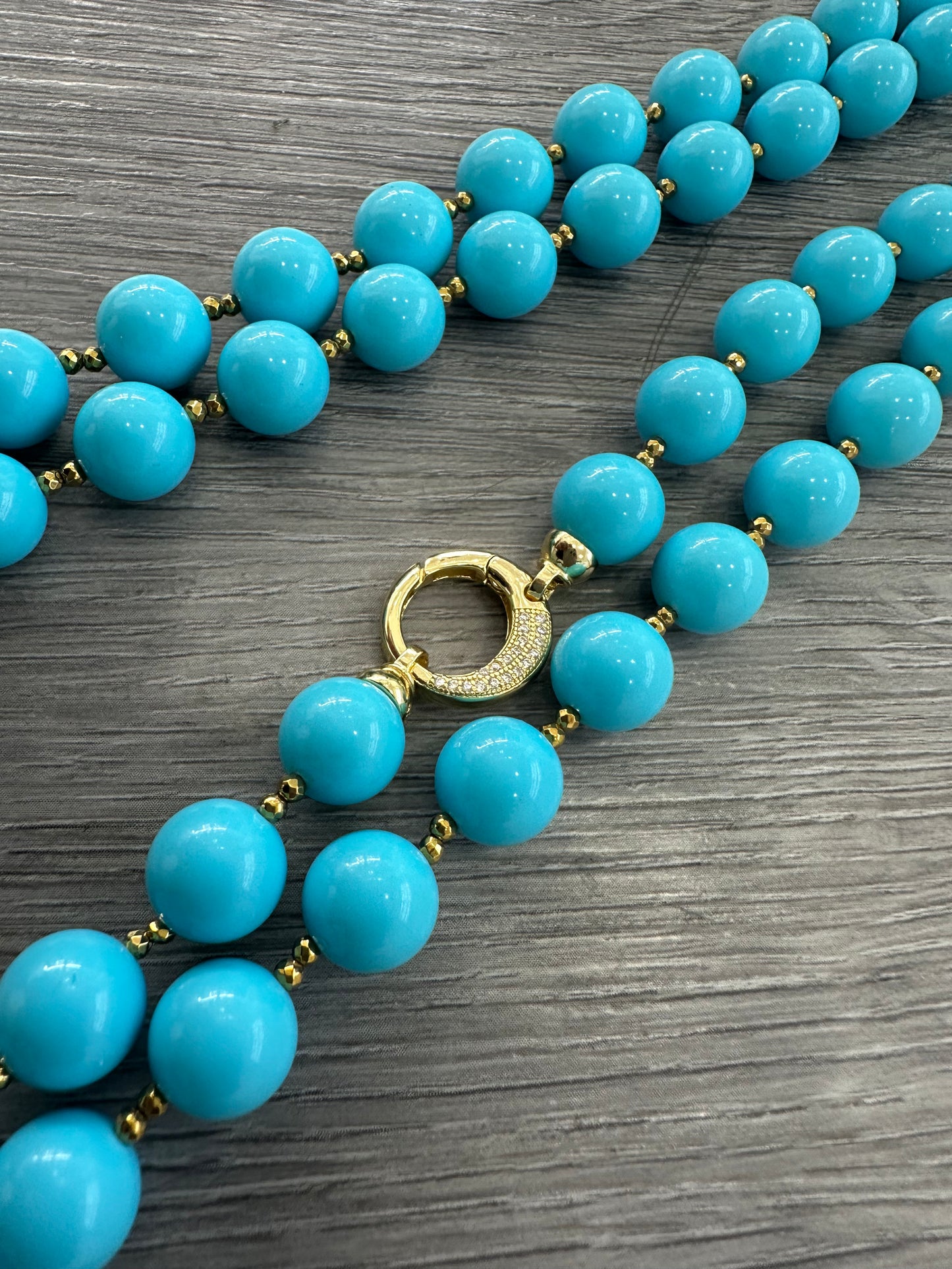 Collana in Pasta di Turchese e Argento Dorato