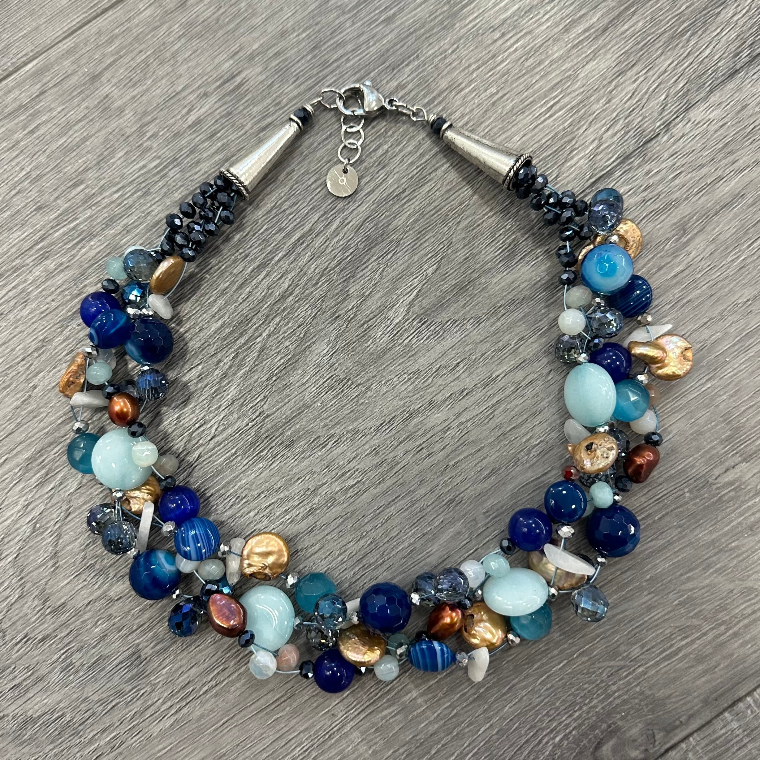 Collana Intrecciata Blu Piccola