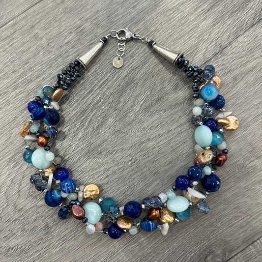 Collana Intrecciata Blu Piccola