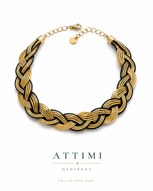     collana intrecciata capim dourado oro vegetale girocollo artigianale attimi