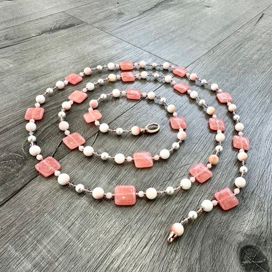 Collana Donna in Giada Rosa e Corallo